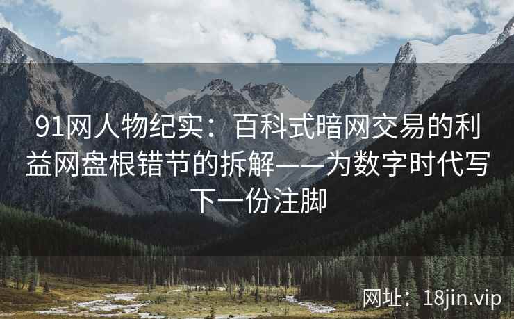 91网人物纪实：百科式暗网交易的利益网盘根错节的拆解——为数字时代写下一份注脚